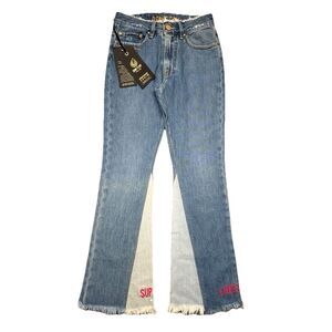Don’t Cry Milan Italy Cropped Semi Bootcut Jeans 24 (24x27) Fray Distress Womens